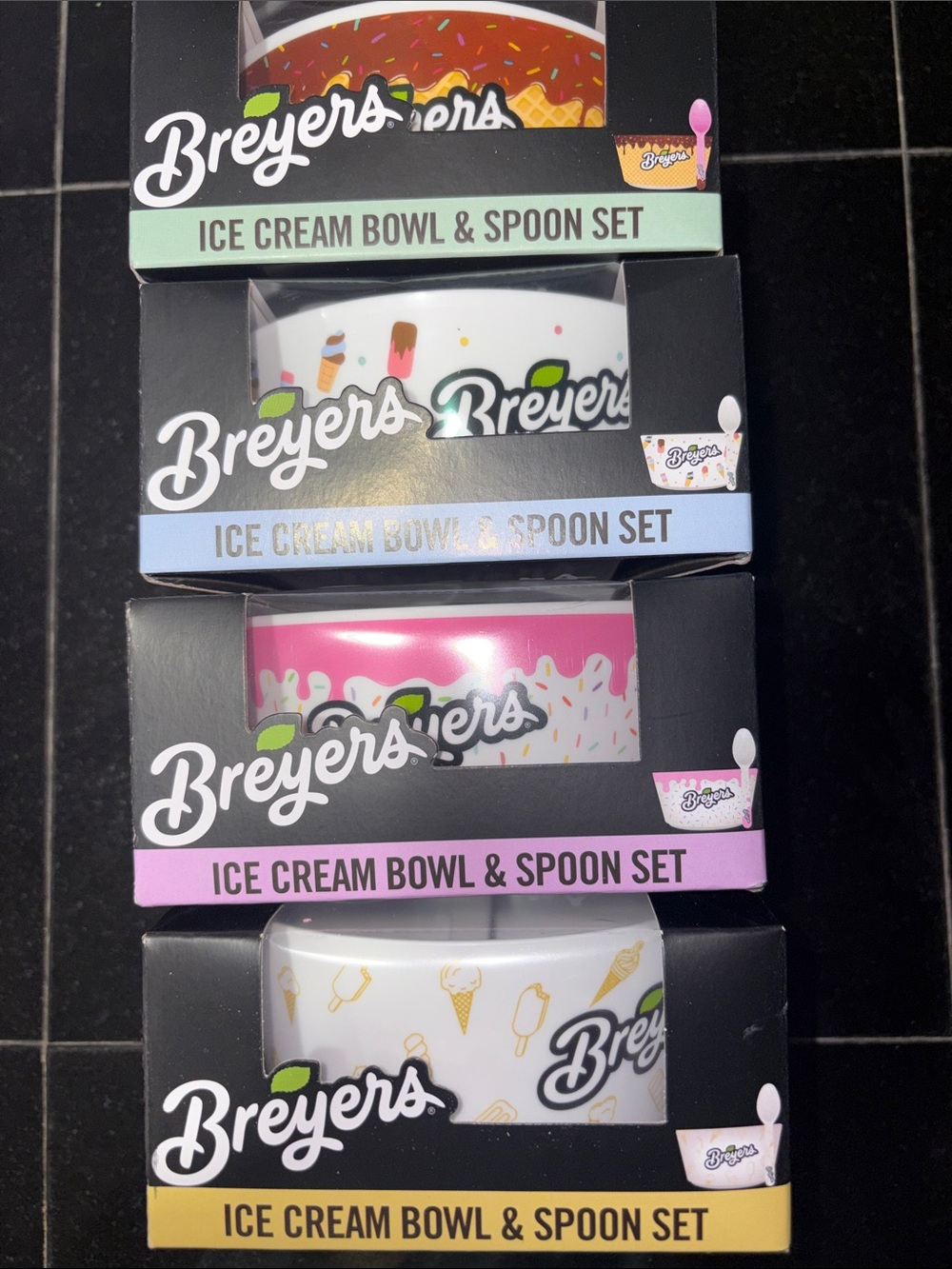 4 - Breyer White Ice Cream Bowl & Spoon Sets - Last Set